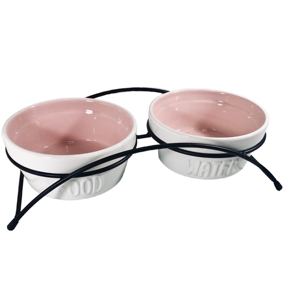 Winifred & Lily Other - Winifred & Lily Pink Matching Pet Bowls Feeder Set NEW NIB Embossed FOOD WATER